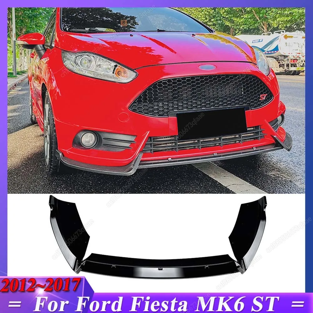 

Для Ford Fiesta MK6 ST 2012-2017 глянцевый черный/карбоновый вид ABS спойлер диффузор автомобильный передний бампер сплиттер губ кузовные комплекты тюнинг