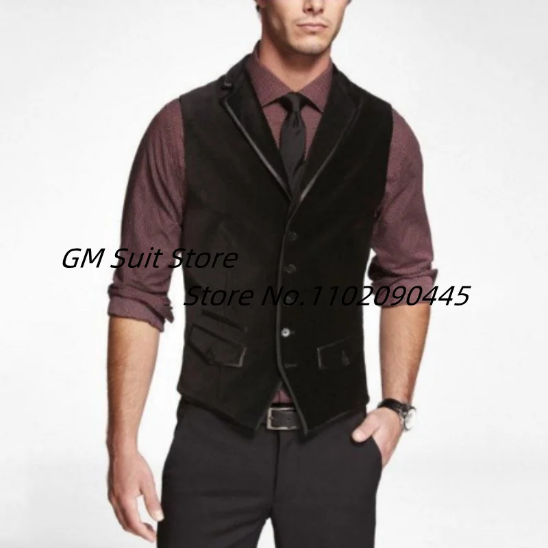 

Men's Vest Slim Fit Sleeveless V Neck Velvet Single Breasted Fashion Casual Business Party Lapel Jacket 2023