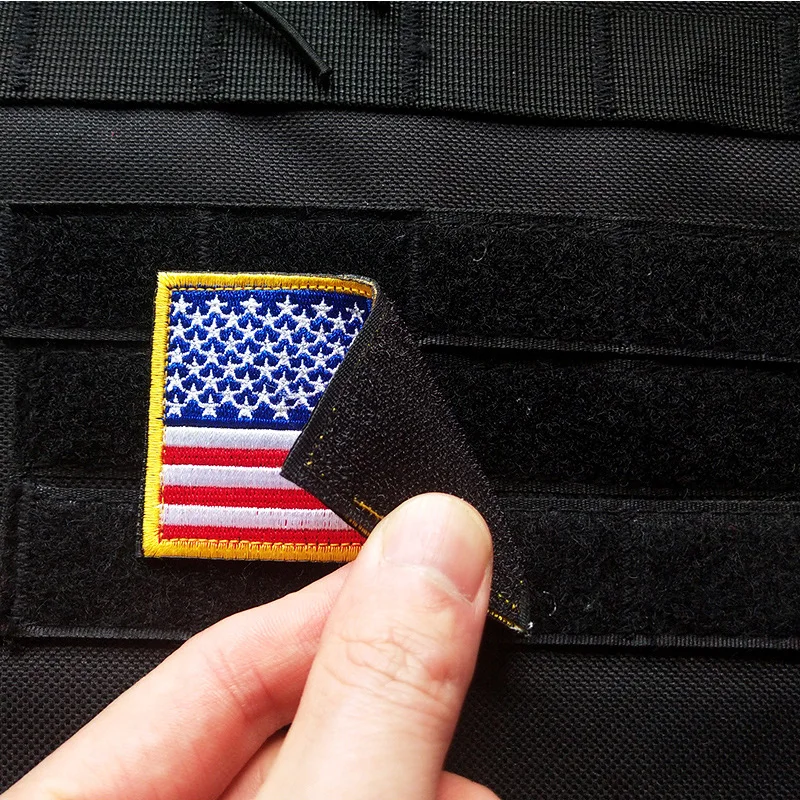 American Flag USA Embroidery Hook and Loop Armband Military Tactics Badge Backpack DIY Decoration Sticker Flag Badge 3D Tactical