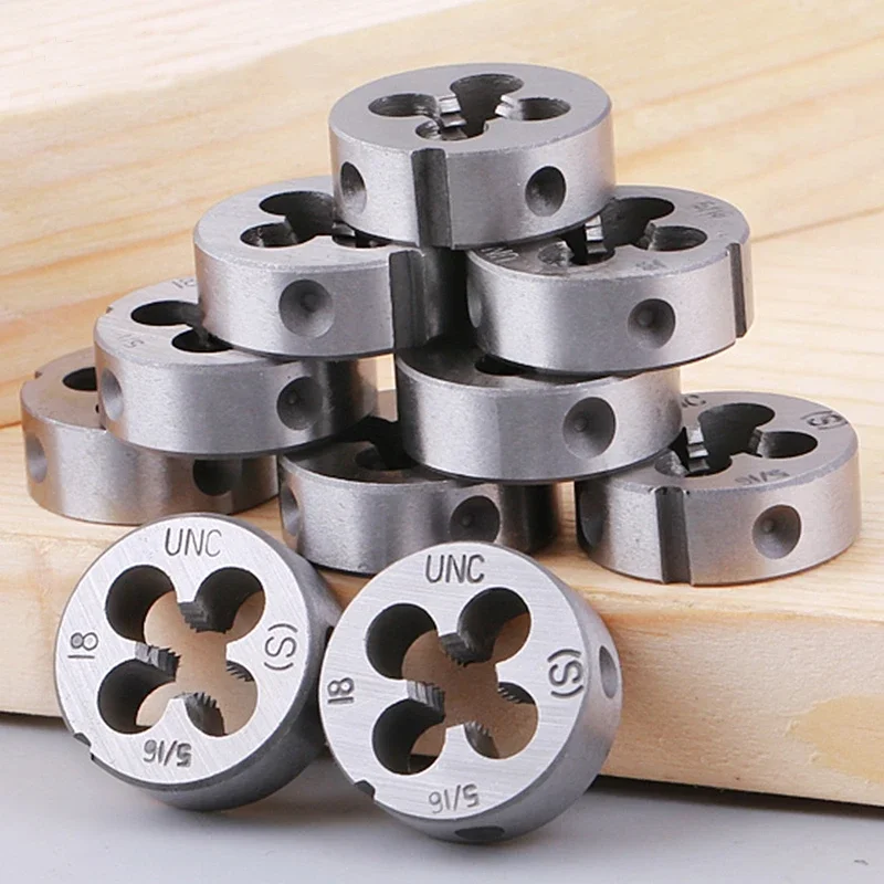 1 قطعة أداة يموت الخيط Unef 1/2 1/4 3/8 5/16 4 # 6 # 8 # 10 #   1/8 3/16 5/32 UNC & BSW اليد الحنفية جولة يموت قطع المسمار يموت آلة التوصيل الحنفية أداة