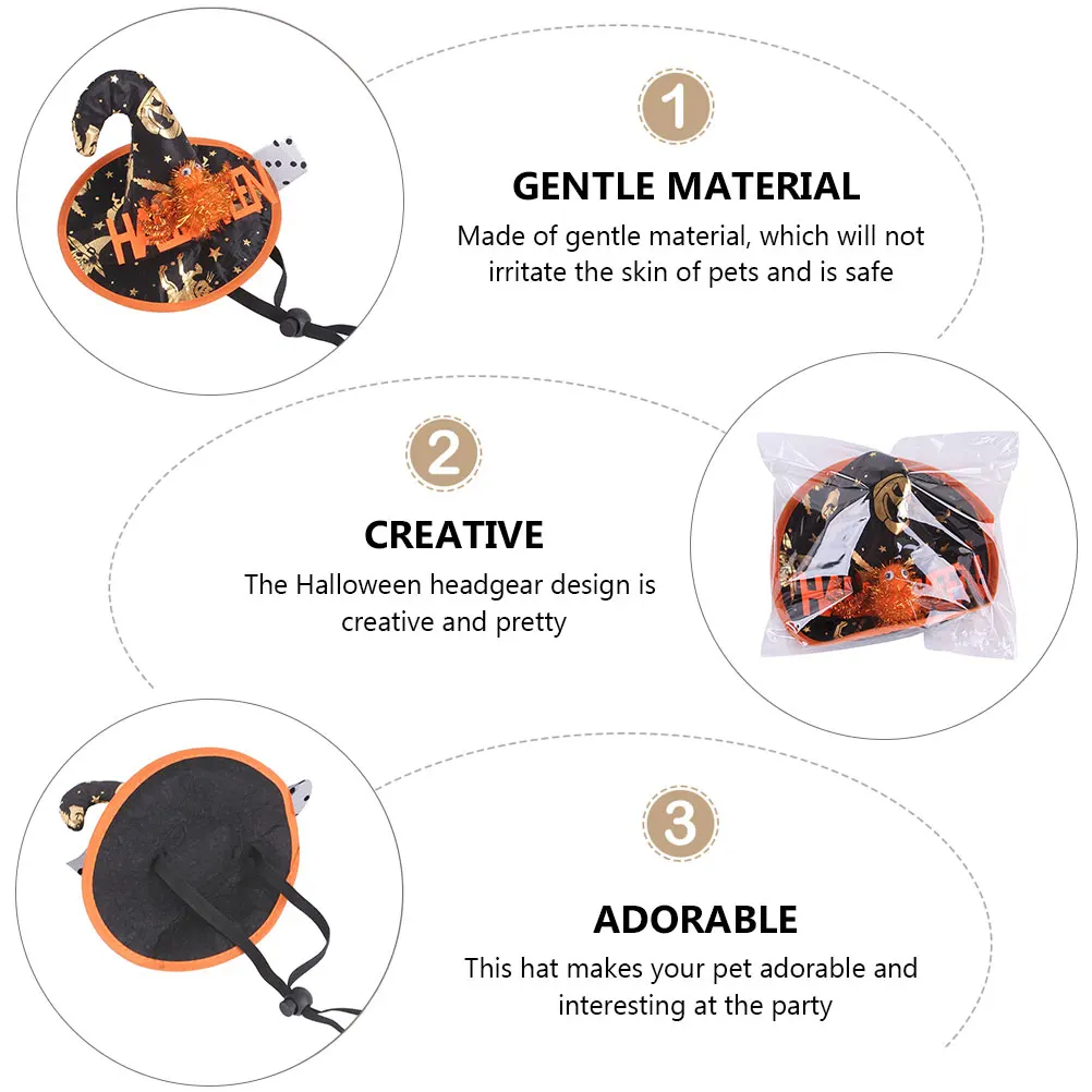 

Pumpkin Pattern Headdress Cat Costume Halloween Pet Hat Hats Broom for Adorable Costumes