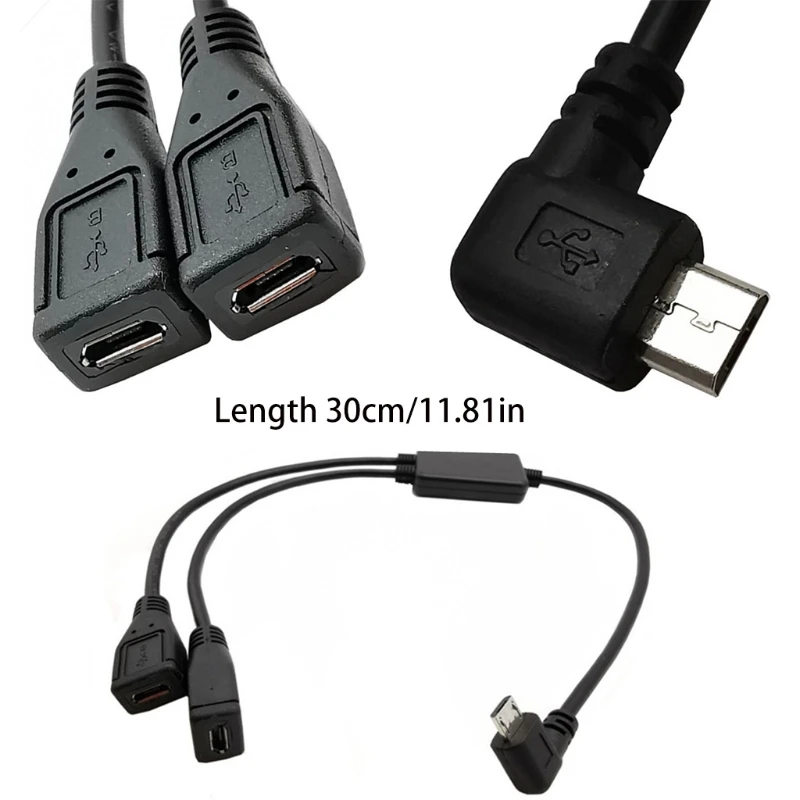 Cable divisor Micro USB 5 pines macho a 2 Y, adaptador cable datos carga