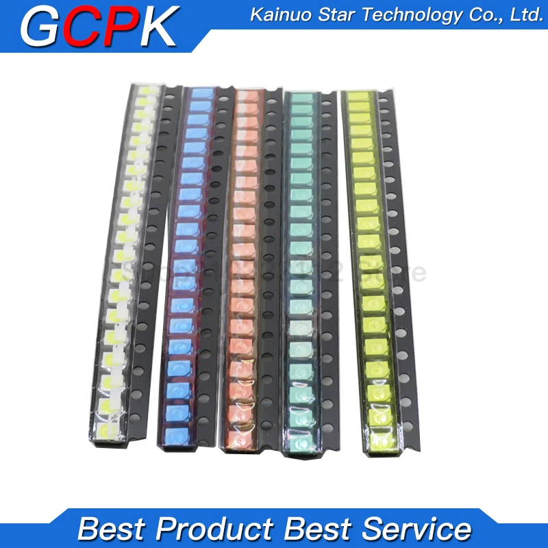 

5 Values* 20pcs=100PCS Bright 3528 1210 SMD LED Kit Red/Green/Blue/Yellow/White 20pcs Each LED Diode 3.5*2.8*1.9mm