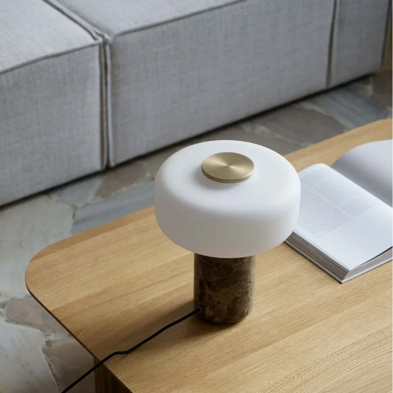 Desk lamp, bedroom, light luxury high-end decoration creative art living room high aesthetic value Danish marble cave stone lamp