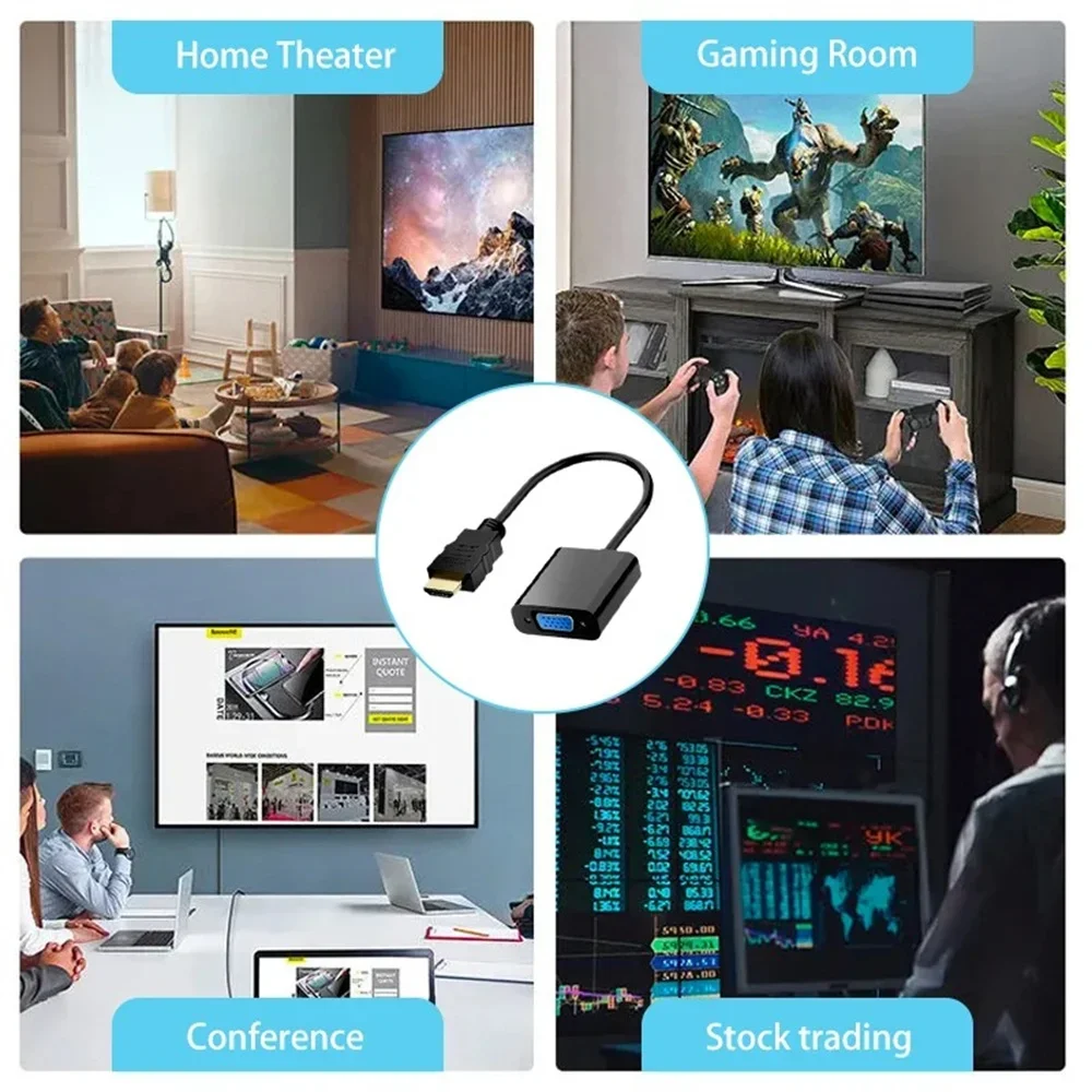 HD 1080P HDMI إلى VGA محول كابل عالية السرعة HDTV ذكر إلى أنثى VGA محول محول لأجهزة الكمبيوتر المحمول اللوحي رصد التلفزيون العارض #6