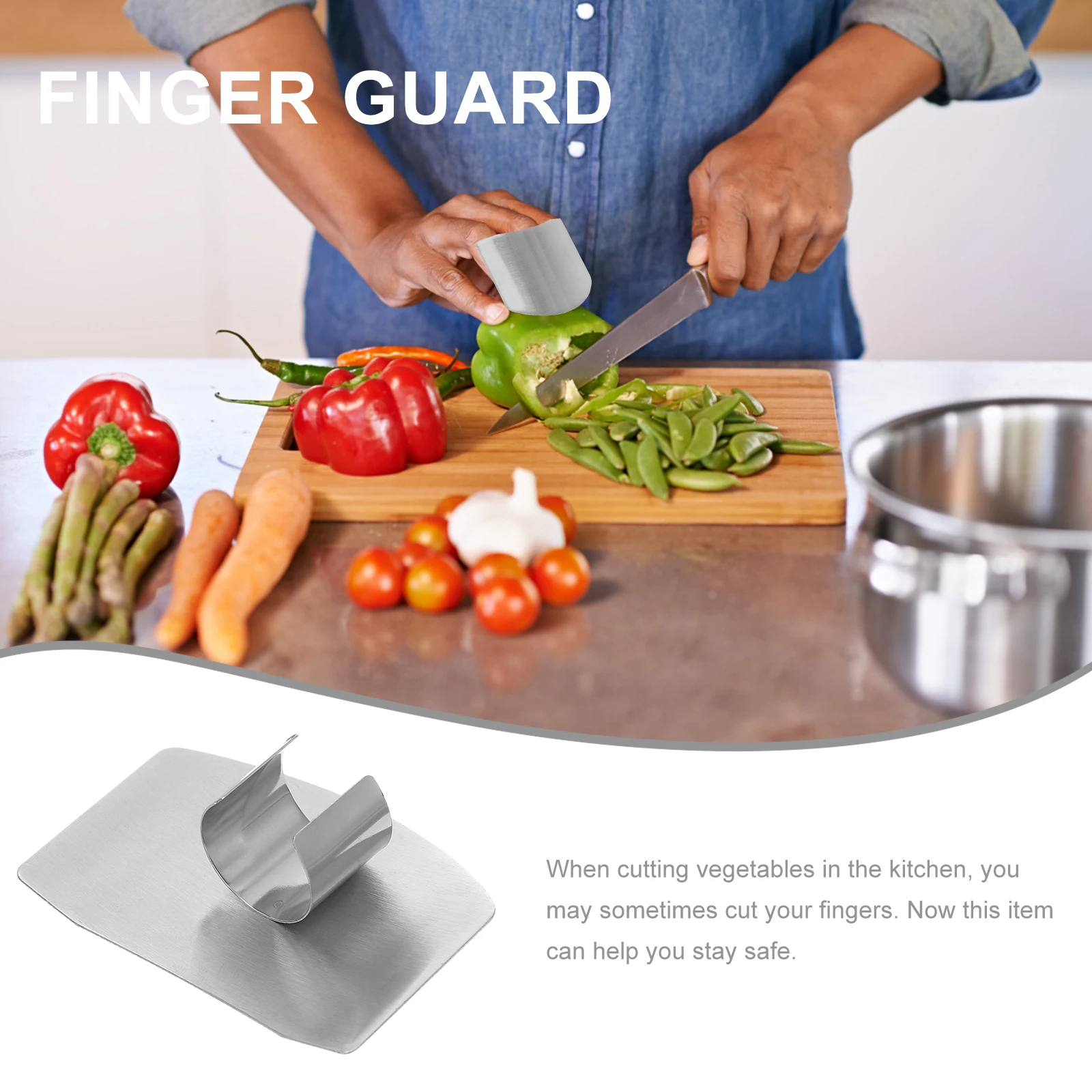 

5 Pcs Kitchen Finger Guards Safety Food Slicing Protectors Tool Stainless Steel