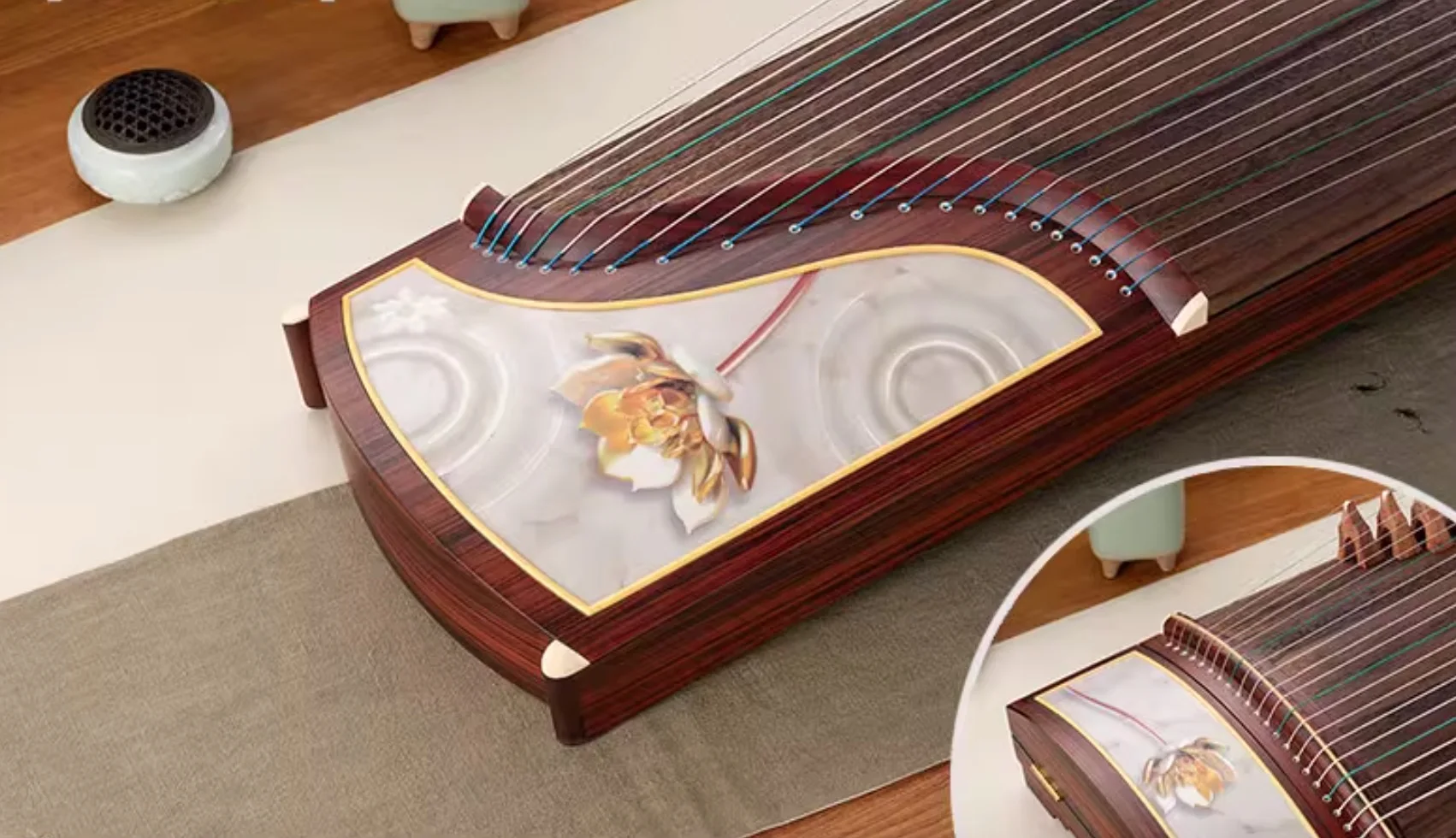 

Chinese zither guzheng 163cm Painted lotus pattern Chinese string instruments