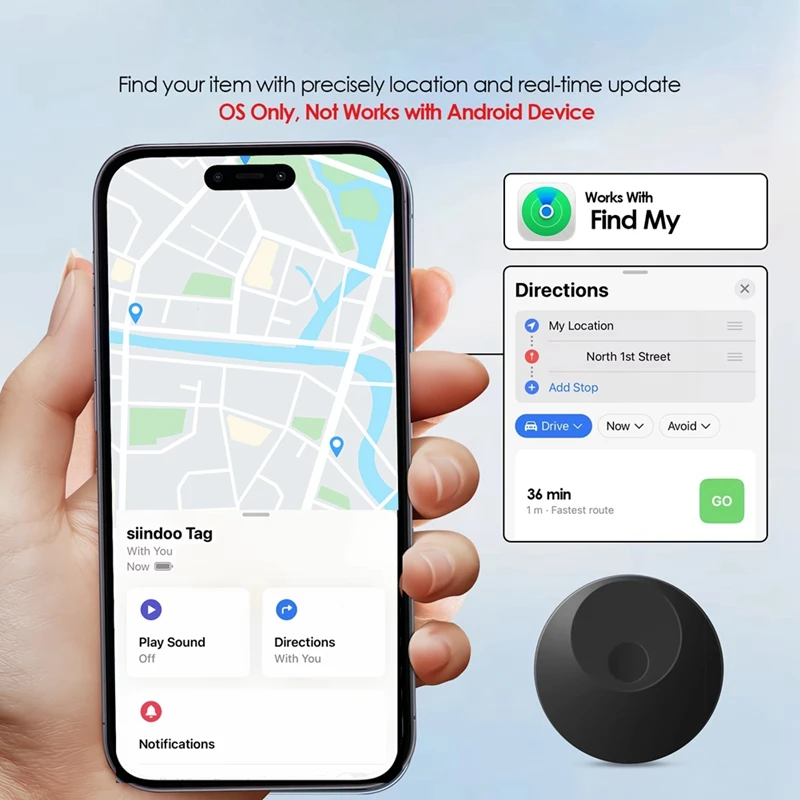 Bluetooth-трекер, поиск ключей работает с Apple Find My, громкое оповещение, сменная батарея, локатор идентификаторов для автомобильных сумок