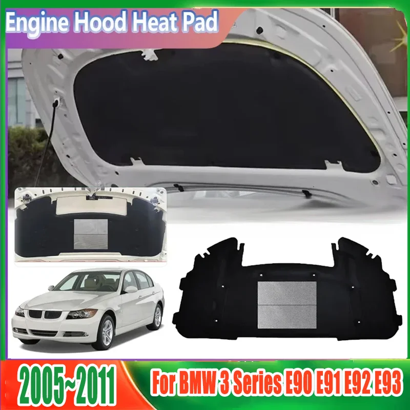 Hood Heat Insulation Pad For BMW 3 Series E90 E91 E92 E93 335i 320d 2005~2011 Front Soundproof Cotton Mat Sound Car Accessories