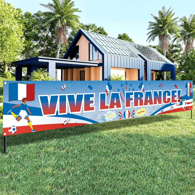 Artículos de Fanáticos del Equipo Nacional Francés VIKAMA, Letrero Vive La Francia para Fiestas Deportivas, Decoración de Cercas de Patio Trasero