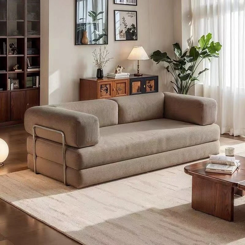 

Modern Compression Sofa Living Room Simple Double Folding Dual-purpose Small Apartment Module Fabric Flannel Lazy Sofa Bed