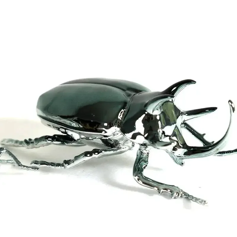 Metal Handicrafts Simulated Insect Sculpture Silver Dragonfly Rhinoceros Beetle Metal Figurine Home Decoration Accessories