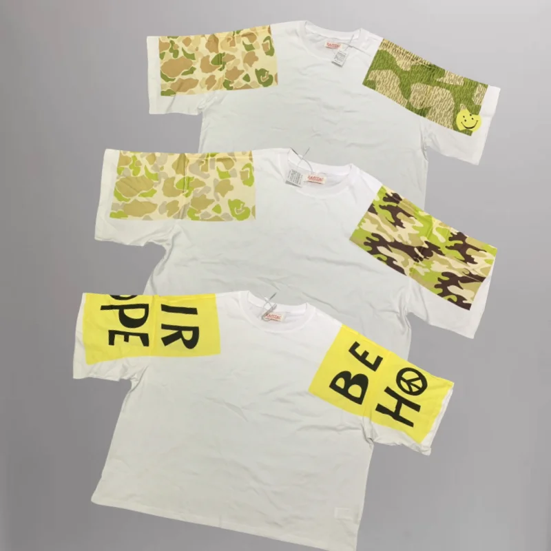 

KAPITAL T Shirt Japanese Style Double Shoulder Camouflage Pattern Letter Print Men Women Casual Short Sleeved Tee