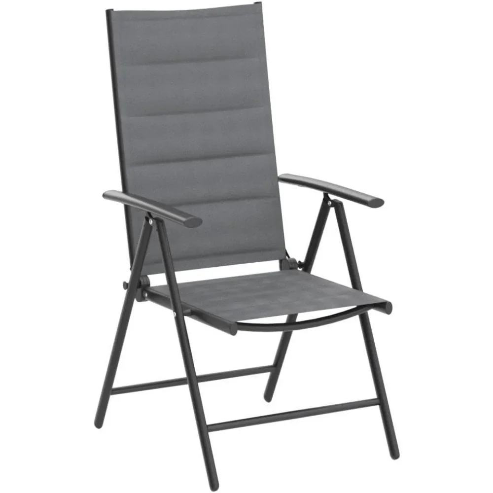 Outdoor Chairs Set of 2,  with Soft Cotton-Padded Seat Adjustable High Backrest Portable Camping Chairs