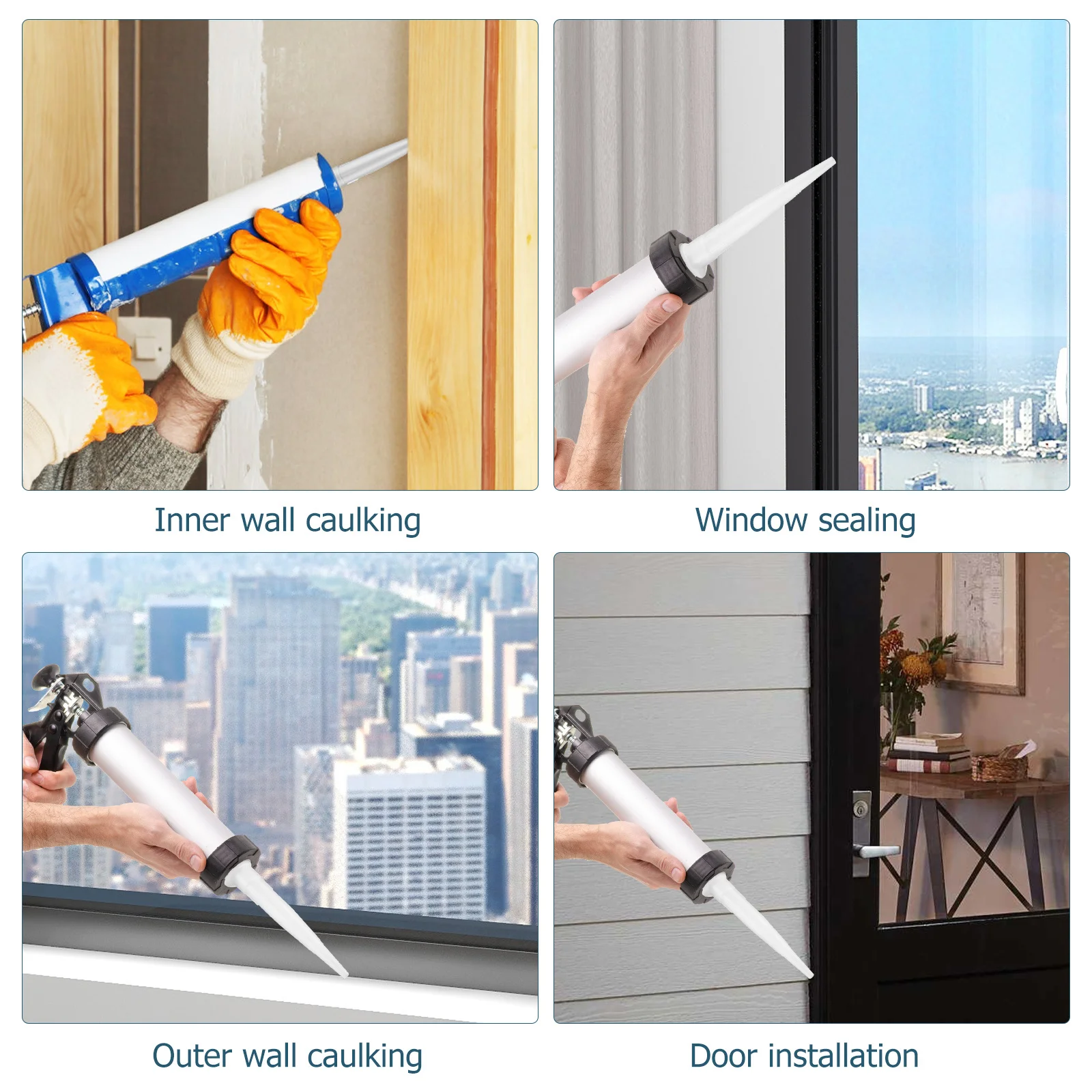 20 Buah Ujung Nosel Caulk Pengganti Kualitas Premium untuk Mesin Caulking Alat Ekstensi Mudah Dipasang untuk Konstruksi Rumah