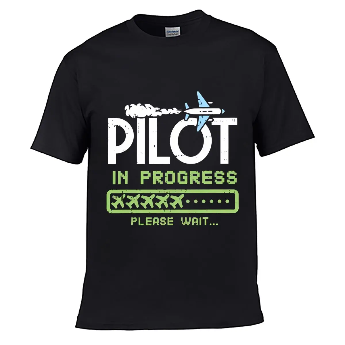 Pilot In Progress Please Wait Men Summer Washed Tee Loose Distressed Top