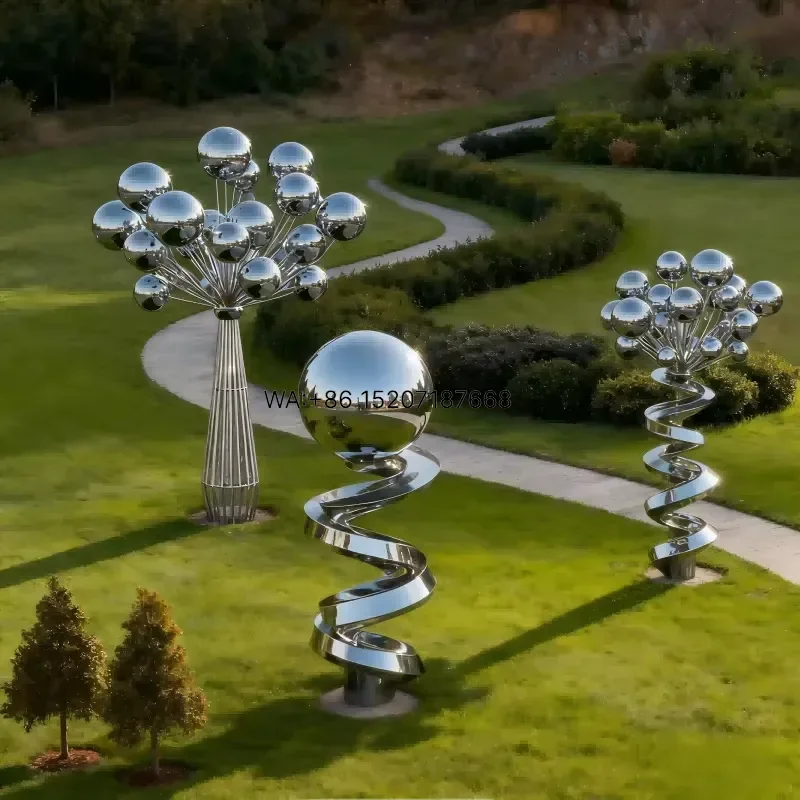 Wmwmnu for Vincentaa Modern Large Stainless Steel Welding Fashion Sculpture Outdoor Park Ball Tree Art Sculpture Supplier