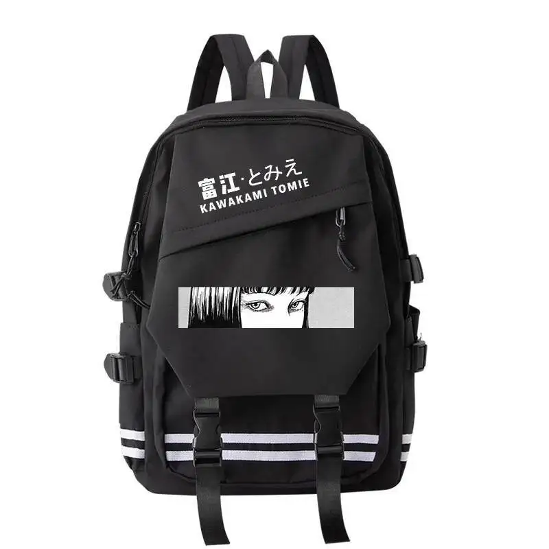 Tas Sekolah Siswa Anime Game Garis Hitam Itou Junji Tomie Kawakami Ransel Mochilas Kapasitas Besar untuk