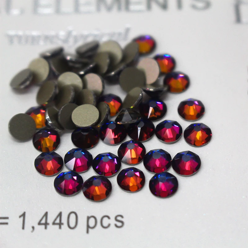 2088 Volcano Blue 8 Big and 8 Small Cut 5A Top Quality Flat Back Rhinestones Glue on Crystal Nail Art or Wedding Dance Costume