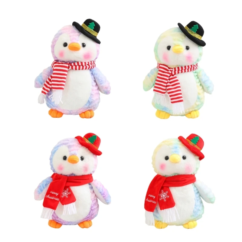 

Stylish Penguins Family Plush Toy Set Includes Mom and Baby Stuffed Animals with Hats and Scarves Portable for Kids