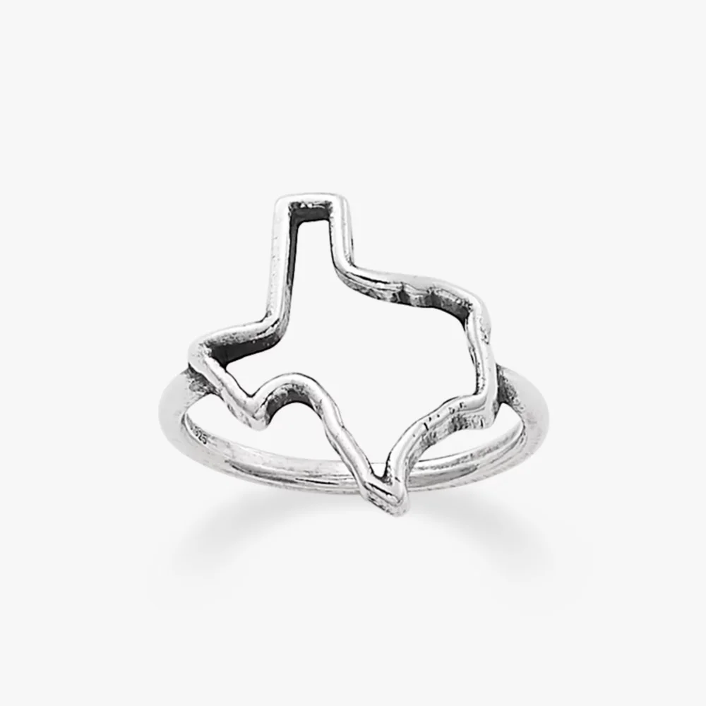 James Avery S925 Sterling Silver Texas Ring, Open State Outline Band Ring, Lone Star State Jewelry Gift