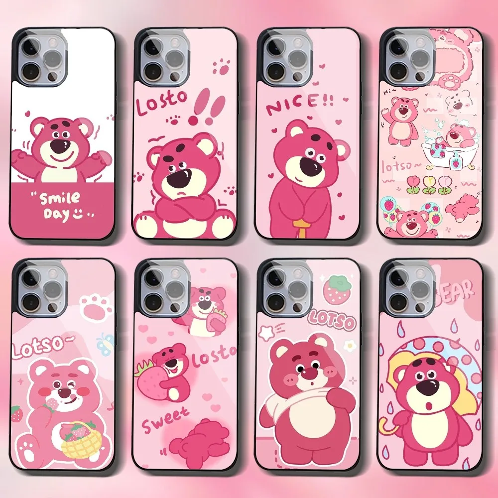 D-Disney L-Lotso Pink Bear Phone Case For IPhone 16 15 14 13 Pro Max 11 12 Mini Alex Mirror For Magsafe Wireless Charging Cover