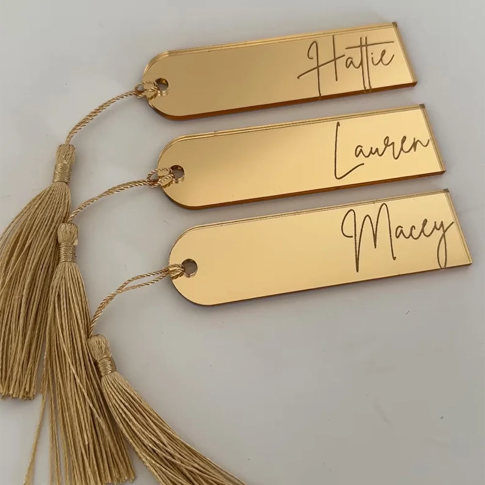 Custom Acrylic Name Place Cards Mirrored Place Card Wedding Bachelorette Party Gold Mirror Place Mats Engraved Tag Bridal Shower view 5