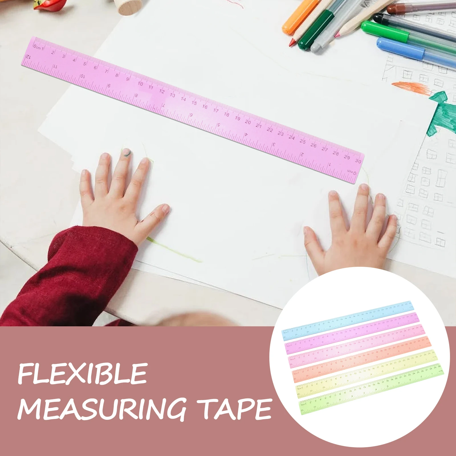 

Colorful Transparent Plastic Rulers for Kids Students Inches Centimeters Lightweight Portable Measuring Home Office School