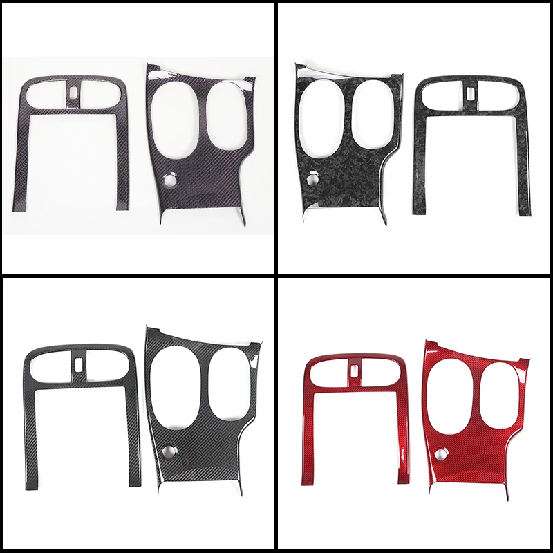 For 2005-2013 Chevy Corvette C6 Automatic Real Carbon Fiber Center Console Panel Cup Holder Frame Cover 2Pcs