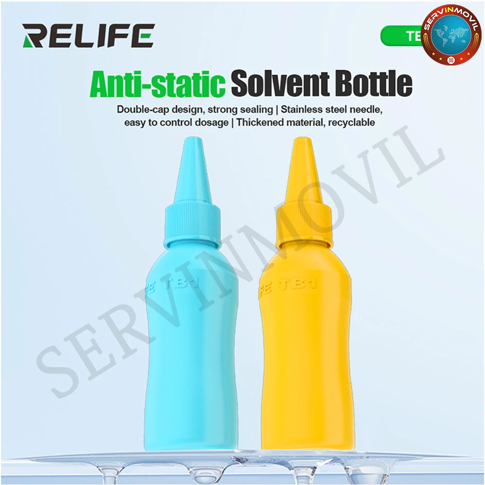 RELIFE TB1 50ML Anti-Static Solvent Bottle With Needle Tip Empty Liquid Alcohol Bottle for Phone PC PCB Repair Cleaning Tools