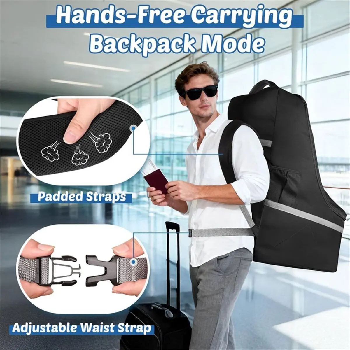 update. Padded Car Seat Travel Bag for Airplane: Backpack Car Seat Cover for Air Travel, Carseat Bag with Shoulder Strap