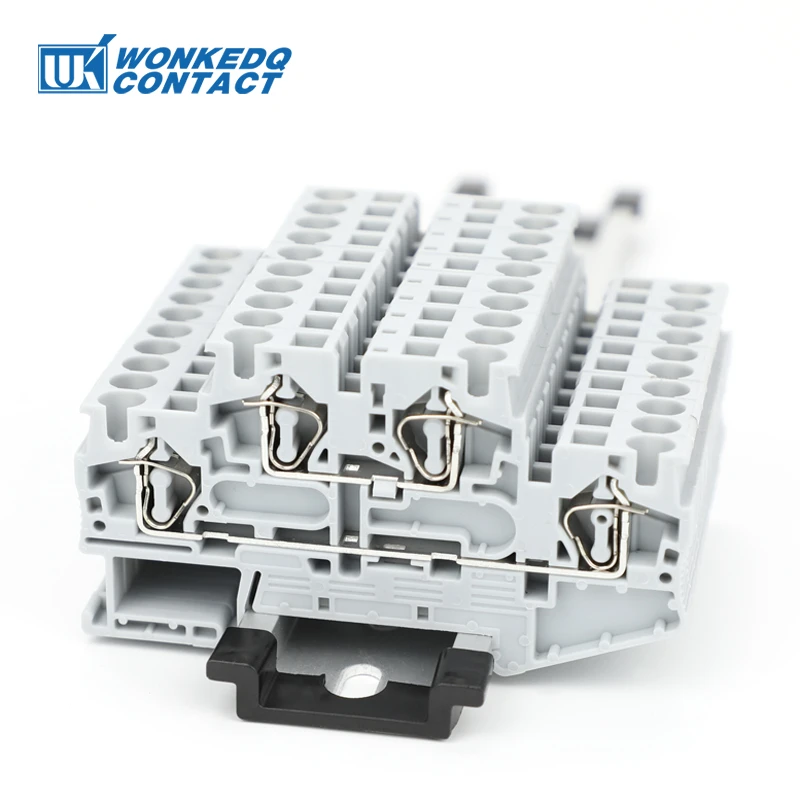 STTB4 Double Level Spring-Cage Terminal Block NS35 Din Rail Mount Connection 4mm² Cable 2 Layer Connector Electrical STTB 4