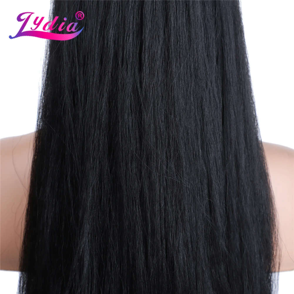 Lydia Tail Warping Synthetic 30"Kinky Straight Long Haarteil mit zwei Kunststoffkämmen Kordelzug Pferdeschwanz Haarverlängerung 1B # Schwarz – Detail 10