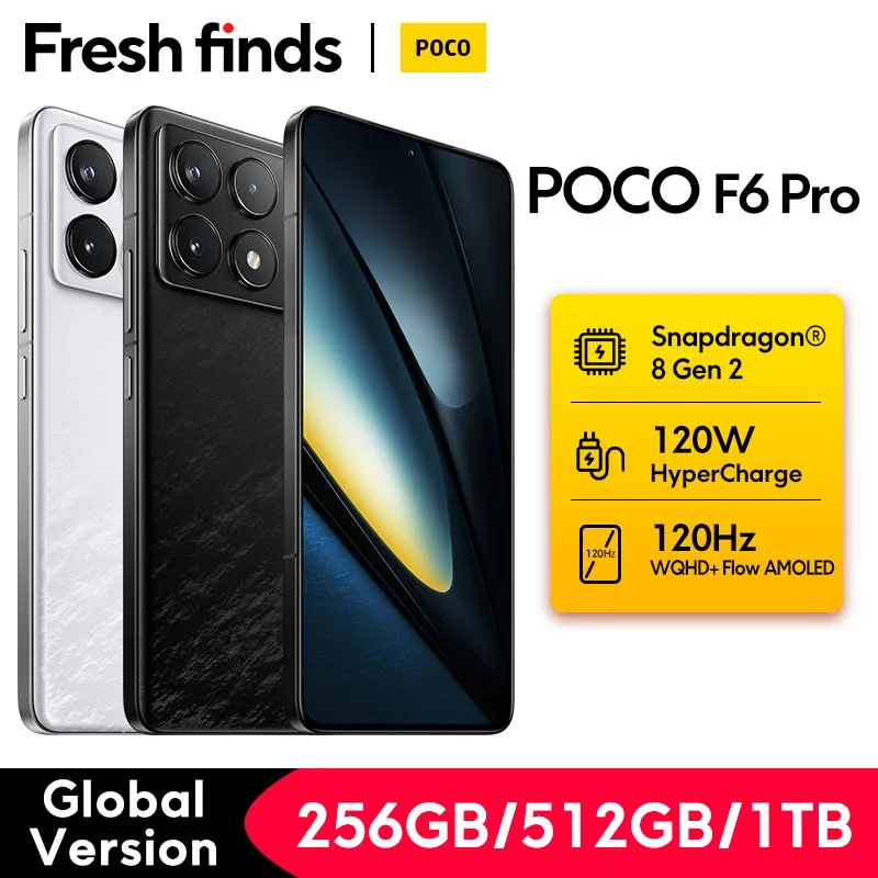 【전 세계 개봉】POCO F6 Pro 5G 글로벌 스마트폰 Snapdragon® 8 Gen 2 120W HyperCharge WQHD+120Hz Flow AMOLED 디스플레이 NFC 