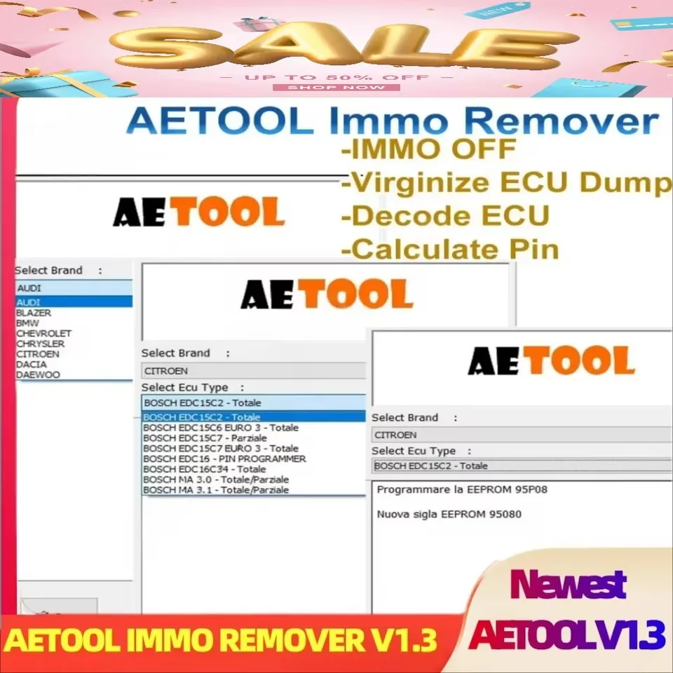 

2025 HOT AETOOL v1.3 ECU decodificación Immo Eeprom Off AETOOL IMMO REMOVER V1.3 ECU decodificación de descarga ECU calcular PIN