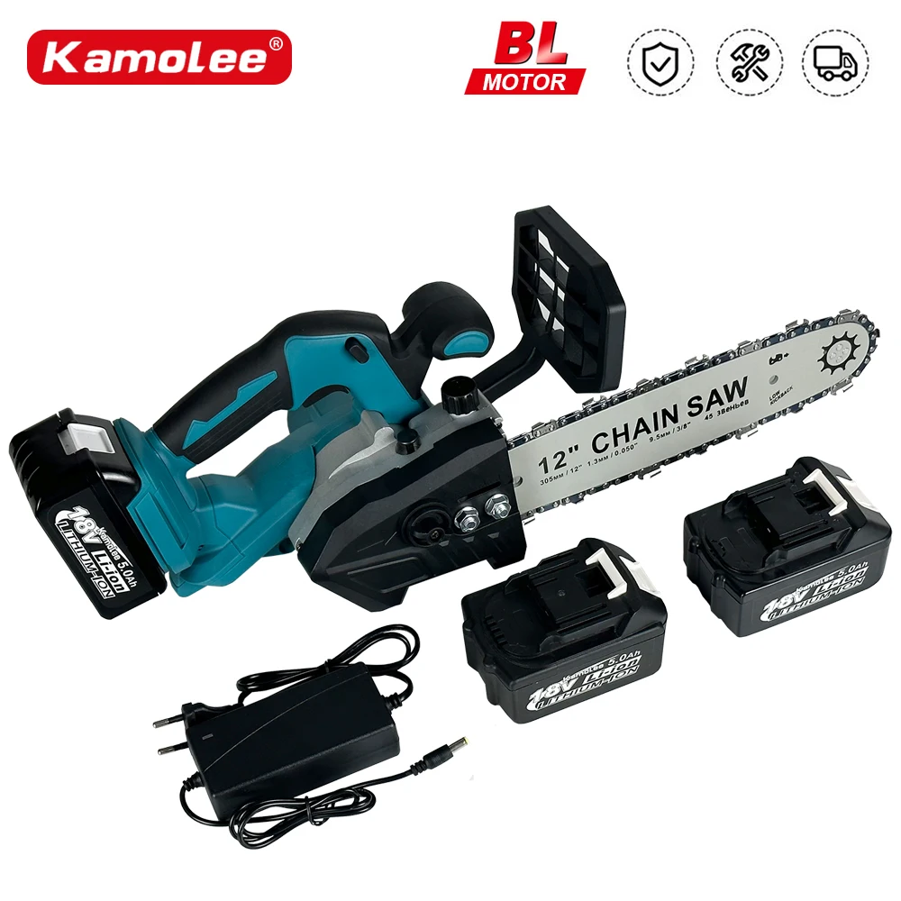 Kamolee 12 Inch Brushless Electric Chainsaw Cordless Lubricating Oil Chainsaw Lithium battery Wood Cutter Woodwork Garden Tools