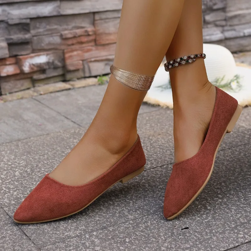 

Замшевые женские туфли, летние модные балетки на плоской подошве, элегантные вечерние туфли с острым носком, женские повседневные туфли Zapatillas Mujer