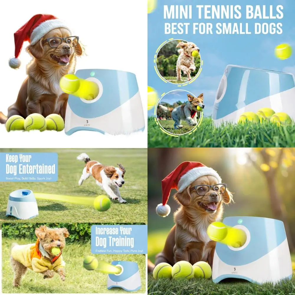 

Интерактивная пусковая установка для мячей для собак (для дома и улицы) для маленьких собак с 3 мини-теннисными мячами, 2 дюйма