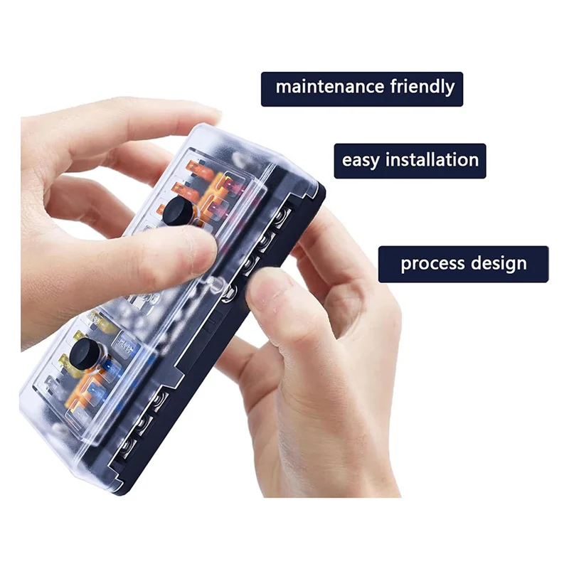 FAST-16 Way Fuse Block Blade Fuse Box 12 Circuit Fuse Holder Fuse Block With Negative Bus Dustproof Cover Sticker Labels