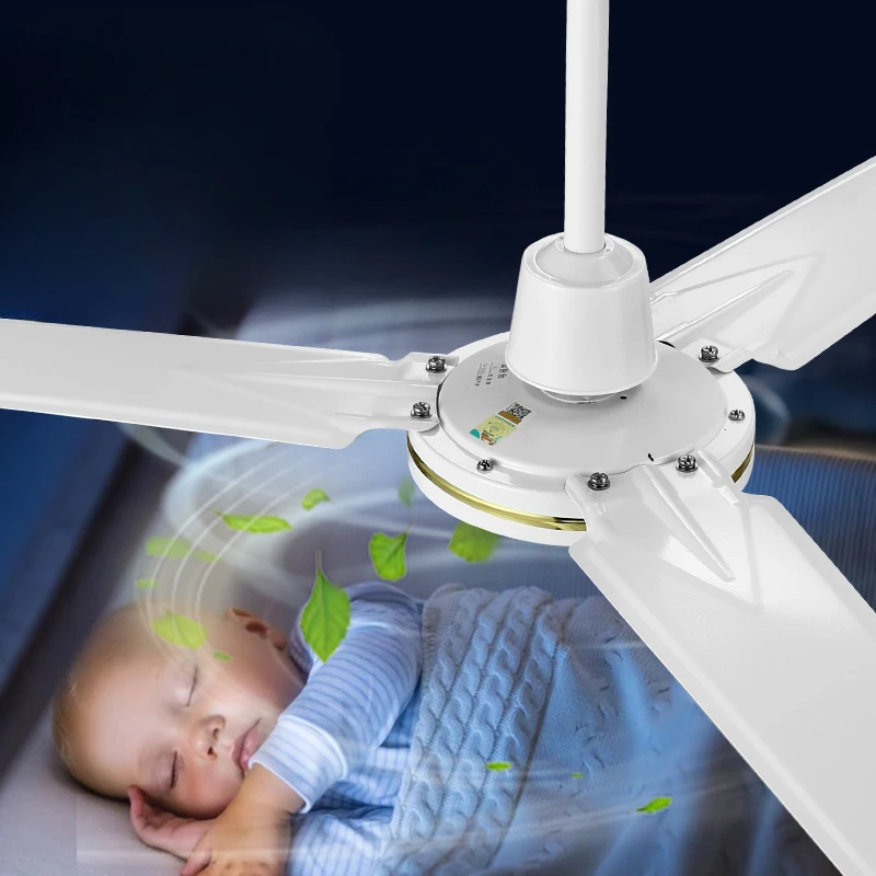 Qwinn Ceiling Fan Remote Control High Wind Power Living Room Dining Room Old-fashioned Industrial Three Leaf Suspended 5648 Inch