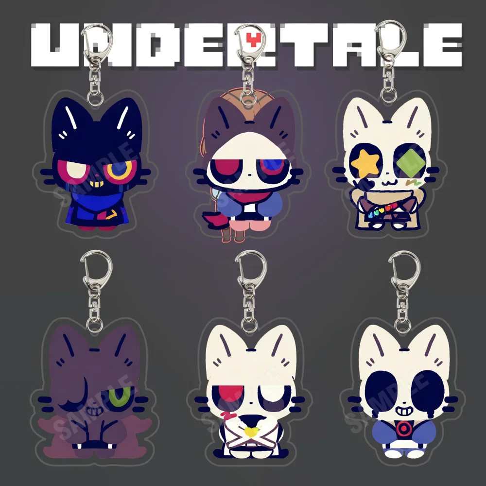 Game Undertale 6CM Acrylic Keychain Sans Papyrus Frisk Cat‑themed Chibi Character Charm Indie Fan Collectible Daily Gift