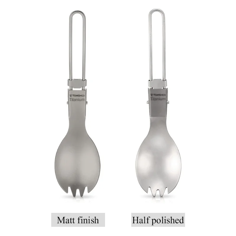 

TOMSHOO Titanium Folding Spork Lightweight Outdoor Dinner Spork Flatware For Travel Camping Backpacking