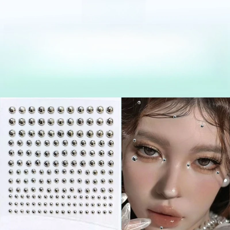 Premium Gold Silver Fake Lip Nose Eyebrow Piercing Face Stickers Self Adhesive Rhinestone Gems for Women DIY Makeup Non Toxic
