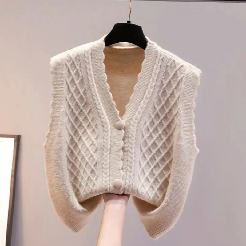 High End Sweet Soft Sleeveless Sweater Vest Jacket Women Korean Slim Short Knitted Cardigan Waistcoat Single Breasted Knit Vests