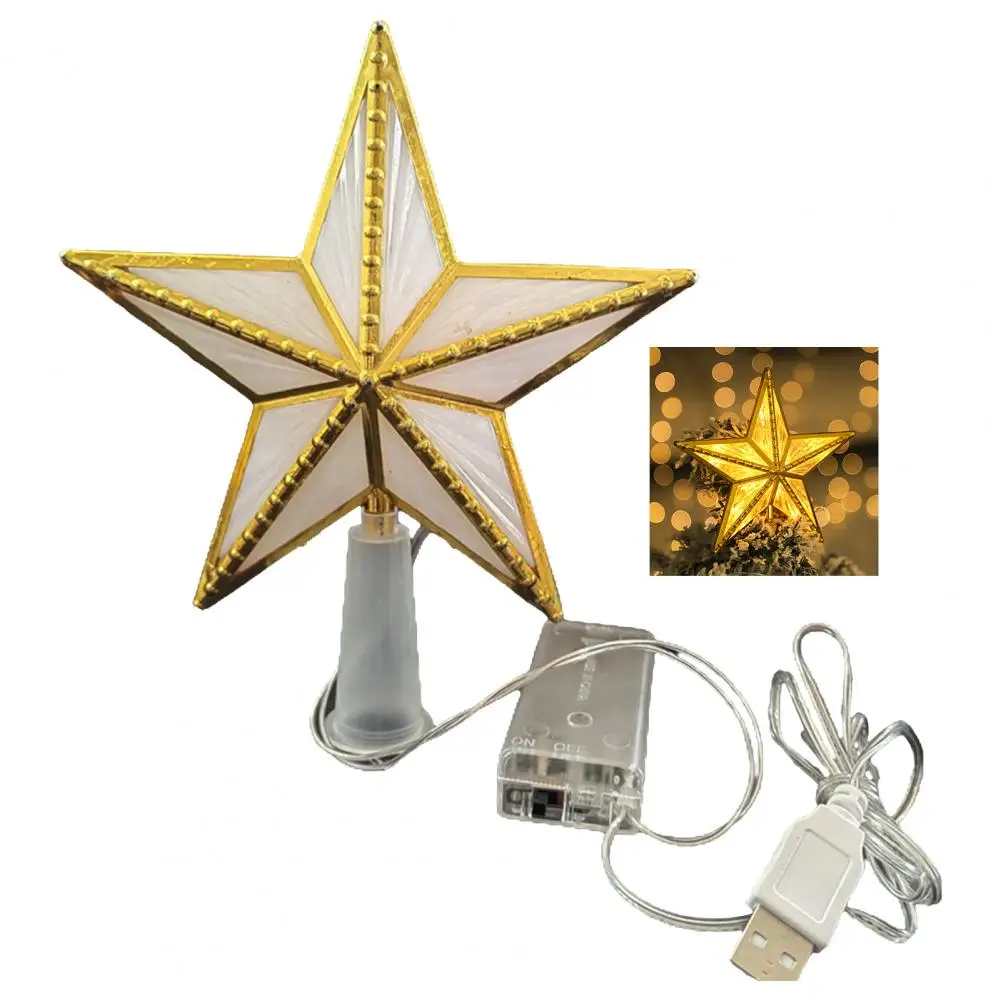 Led Xmas Tree Pentagram Christmas Tree Top Star Sparkling Led Christmas Tree Topper Waterproof Glowing Five-pointed Star