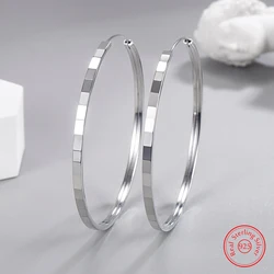 Pure 925 Sterling Silver Fashion Round Hoop Earrings New Jewelry For Women XY0157