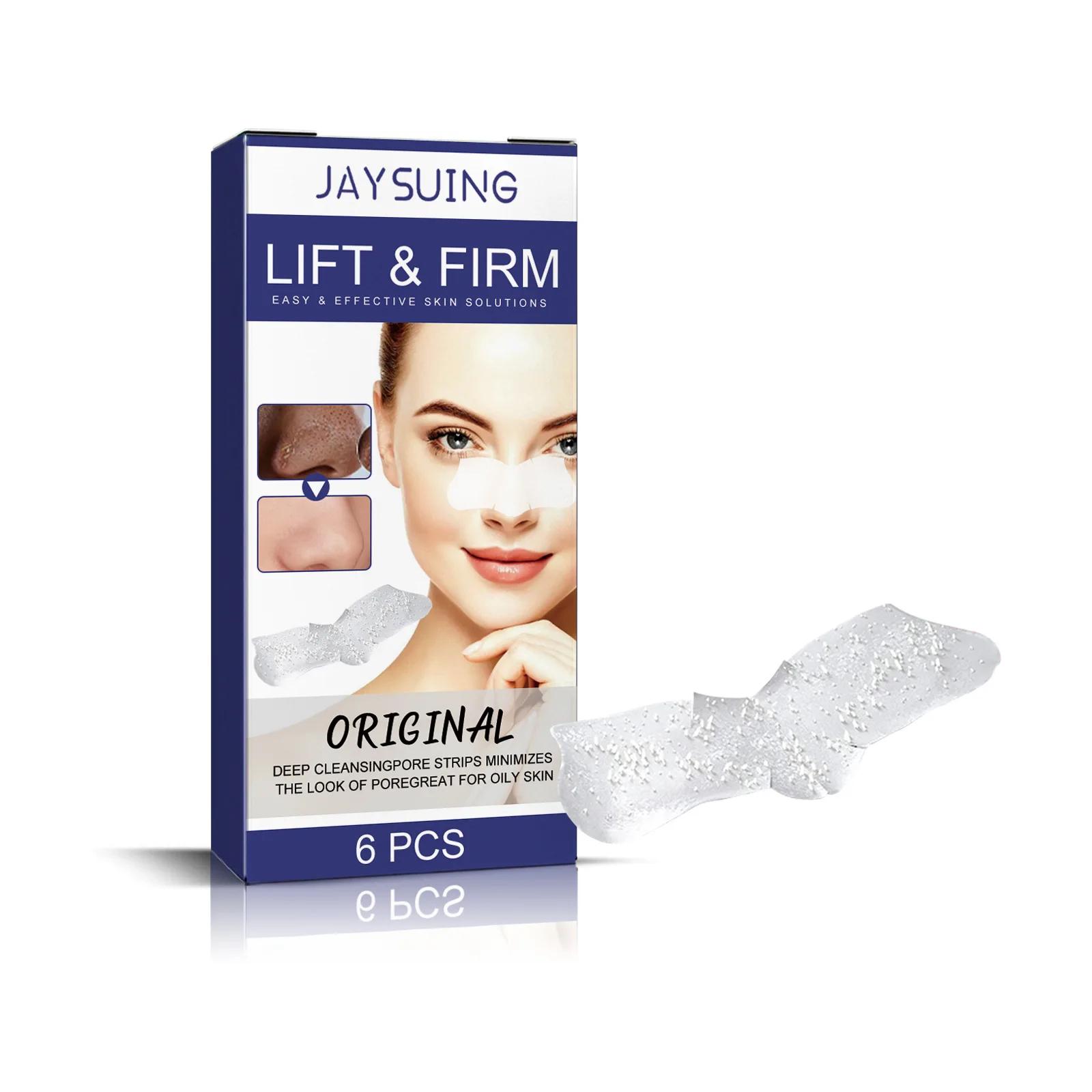 Remendo de limpeza facial profundo, limpeza do poro, fechamento do cravo, aperto do poro, 6 pcs/box