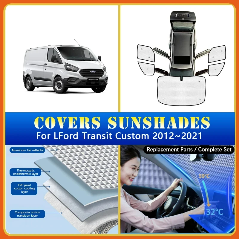 

Car Sunshade Covers For Ford Transit Custom 2012~2021 Car Sun Protector Pad Windshield Sunscreen Window Coverage Car Accessories