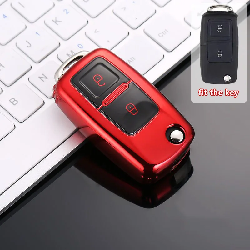 2 Button Car Key Case Cover Shell Fob for VW Volkswagen MK4 Bora Golf 4 5 6 Jetta Passat Polo Bora Touran Skoda Seat Accessories