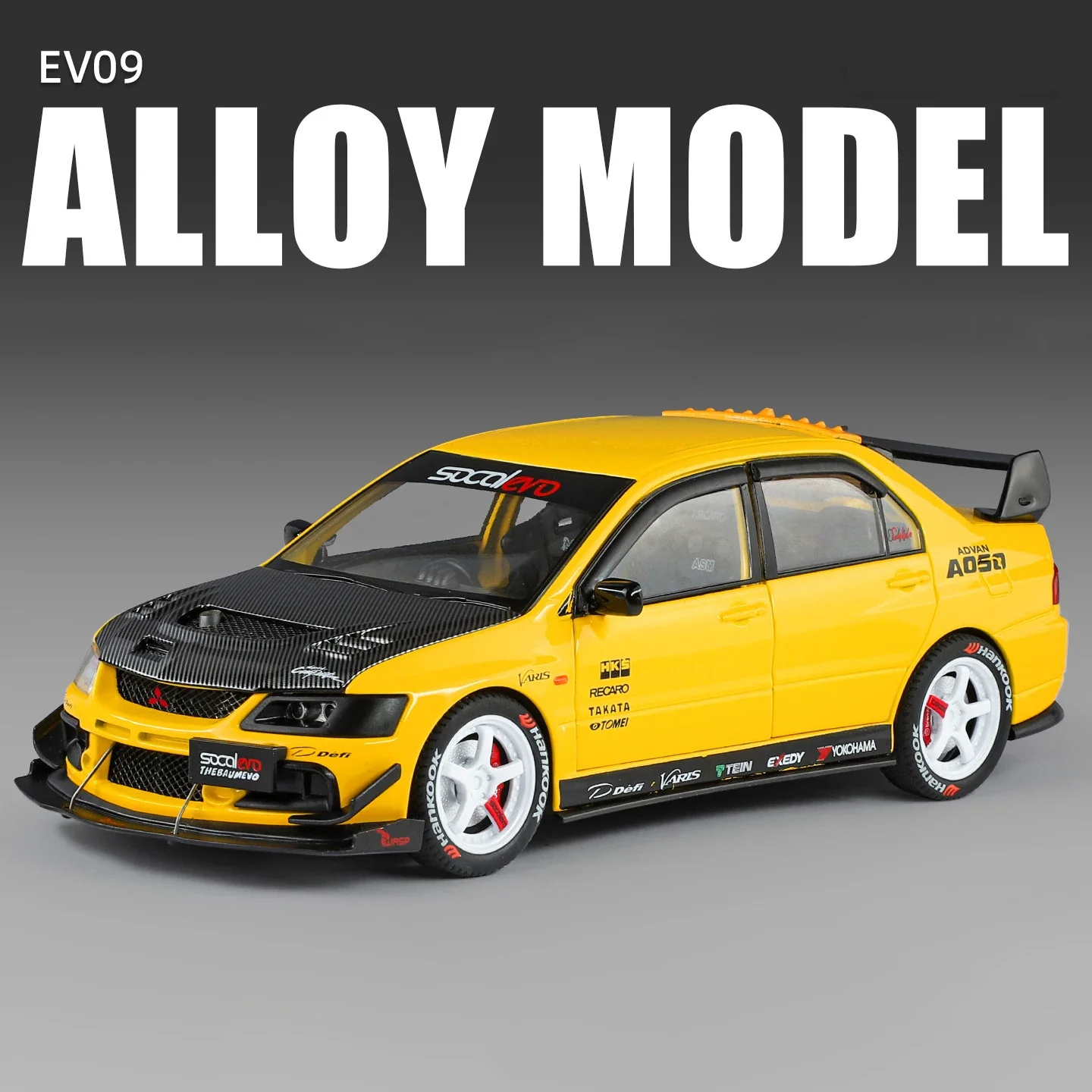 NUOVO 1:24 Lancer Evolution IX EVO9 Modello di auto in lega Suono e luce Tirare indietro Giocattolo per bambini Da collezione Regalo di compleanno